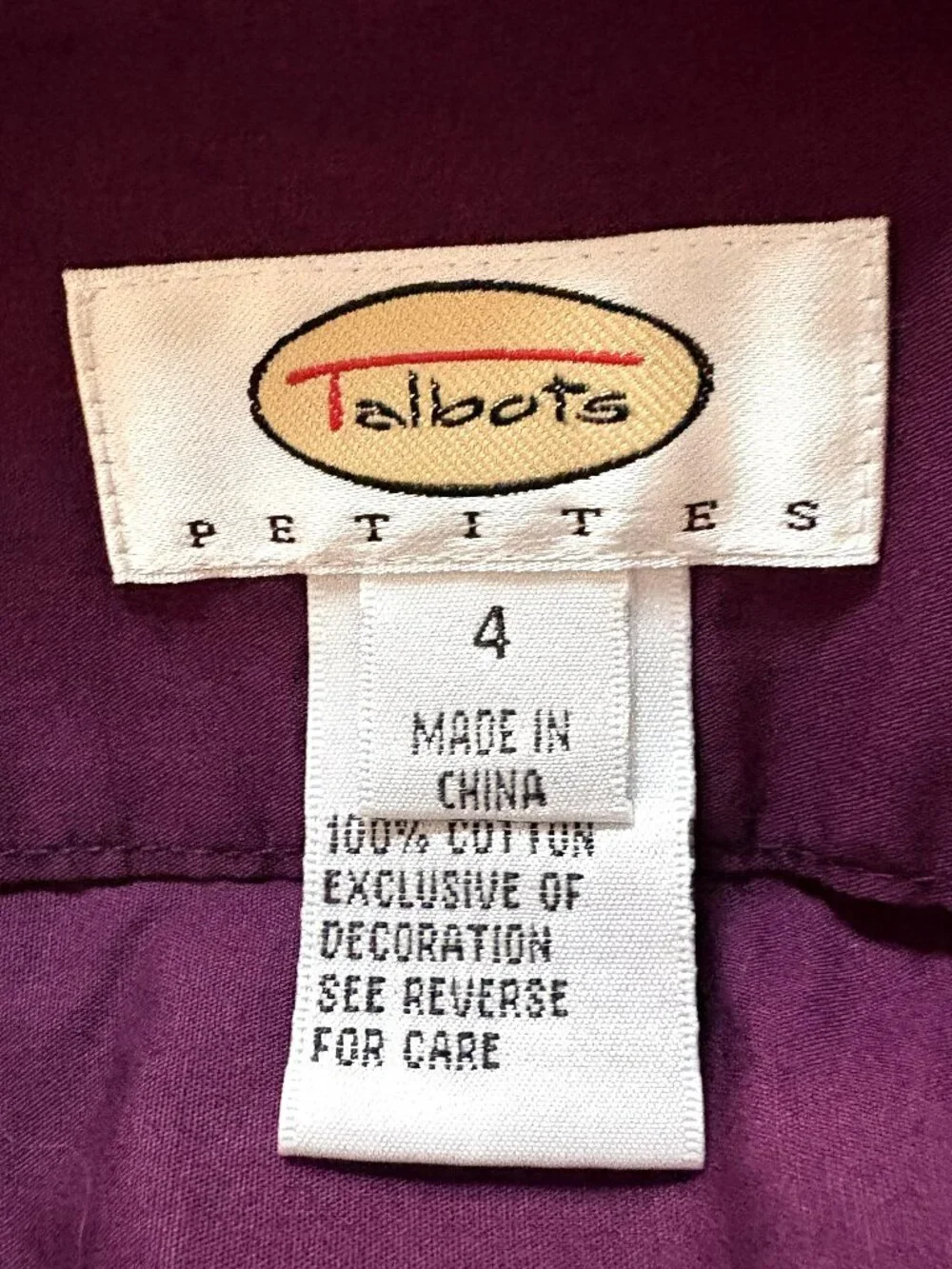 Talbots Petites Cotton Skirt Purples with Embroidered Floral Size 4